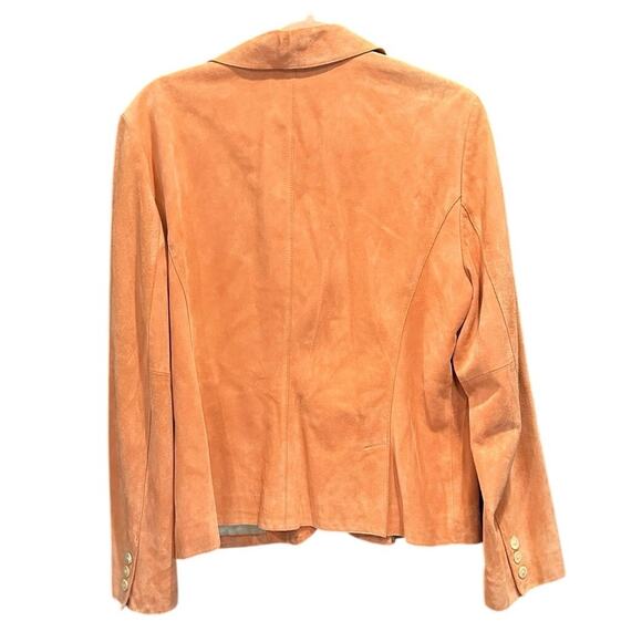 Vintage Y2K Anne Taylor Peach Orange Genuine Suede Fitted Jacket Large - Picture 5 of 12